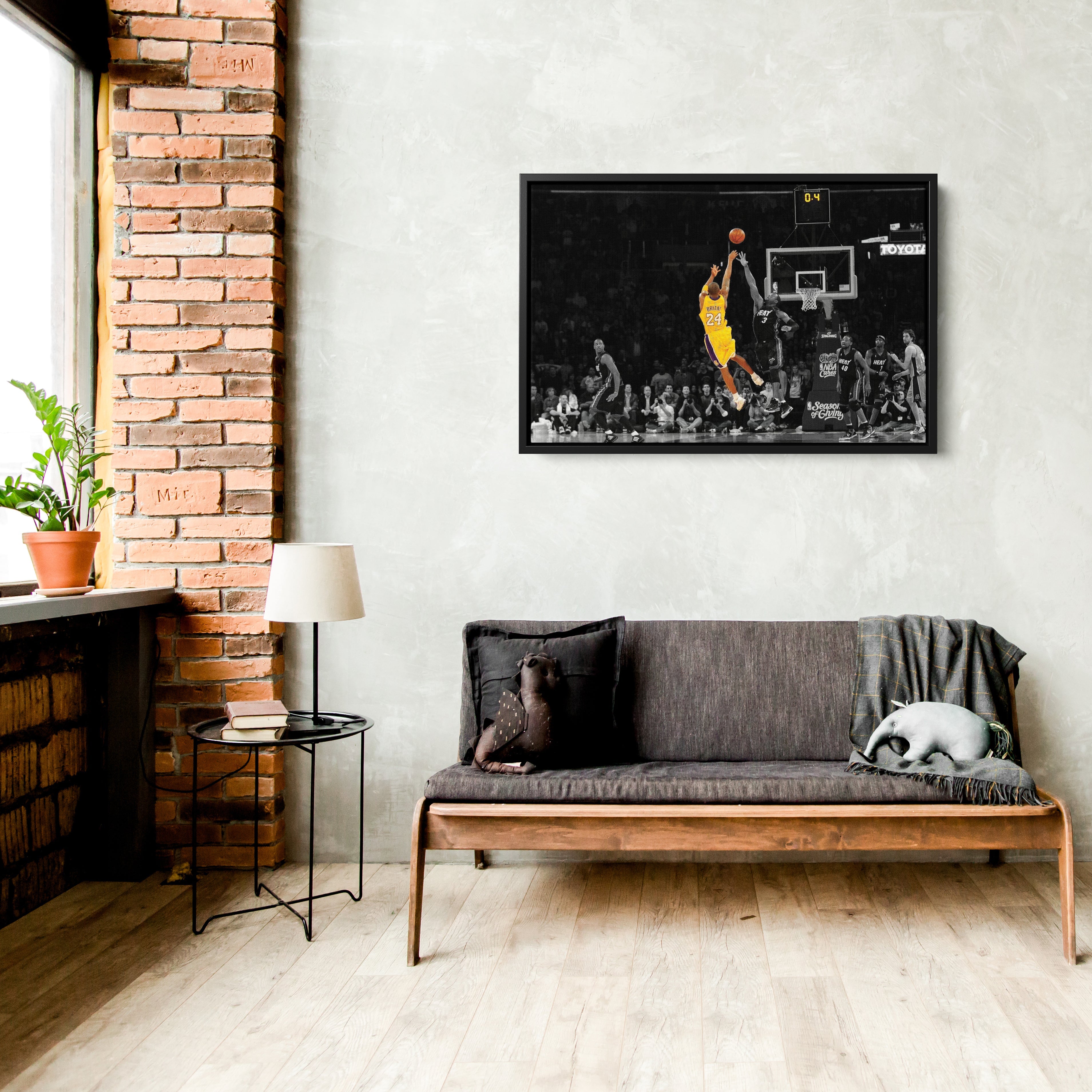 Kobe Bryant Lakers Buzzer Beater vs Miami Heat Canvas Wall Art Decor - NBA Iconic Art