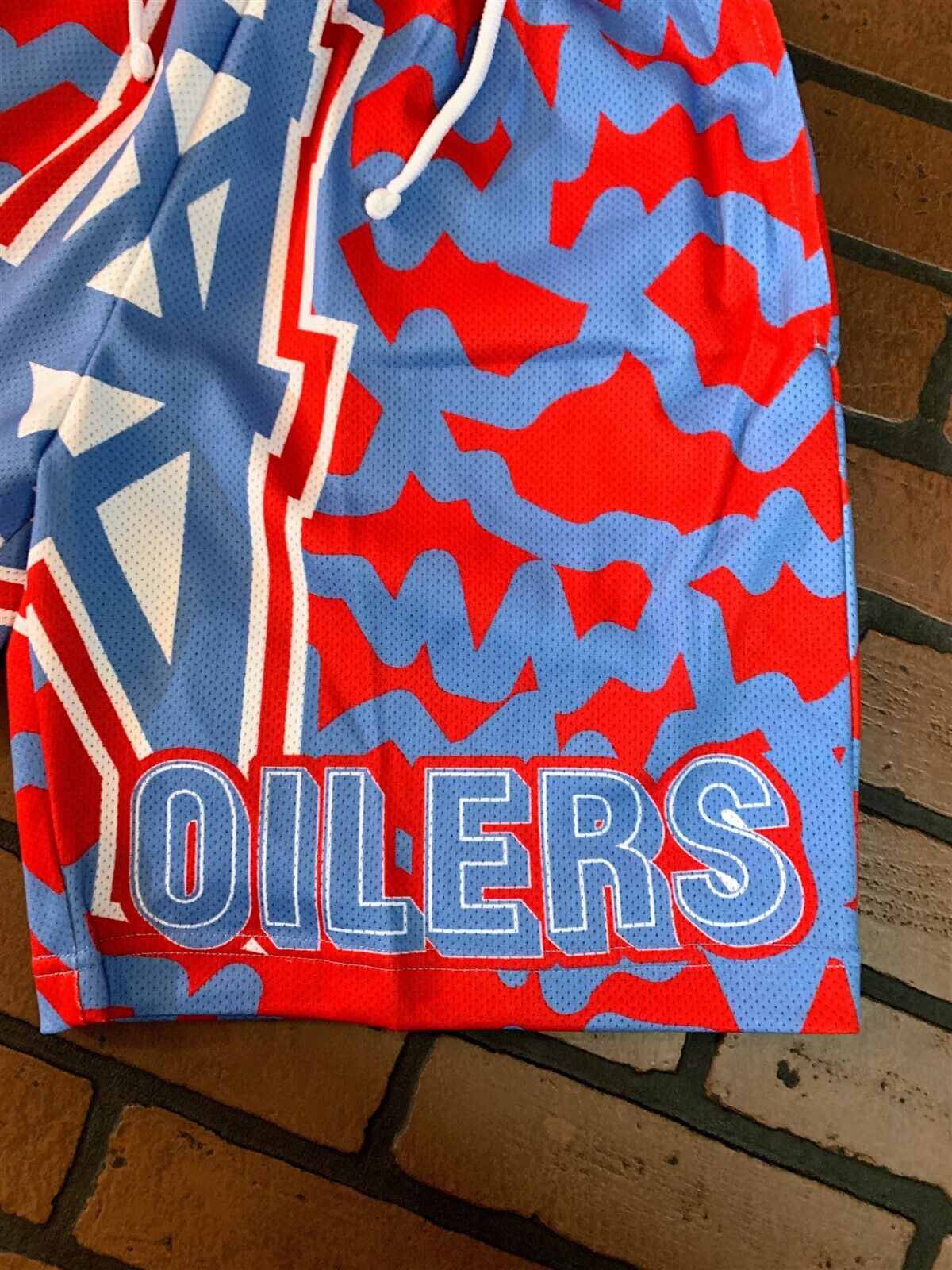 HOUSTON OILERS Mitchell & Ness Jumbotron 2.0 Sublimated Basketball Shorts ~New~