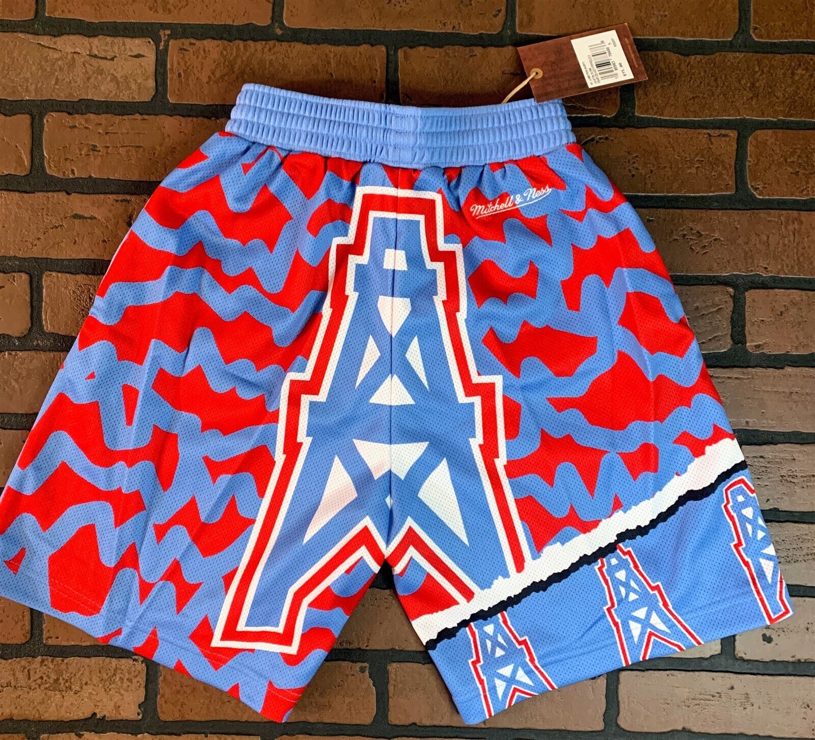 HOUSTON OILERS Mitchell & Ness Jumbotron 2.0 Sublimated Basketball Shorts ~New~