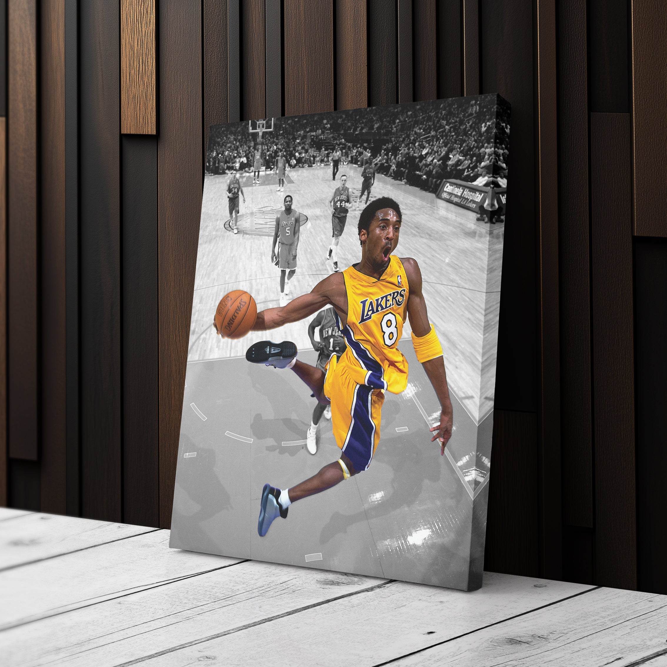 Kobe Bryant Lakers Dunking Canvas Wall Art Decor - NBA Slam Dunk Poster