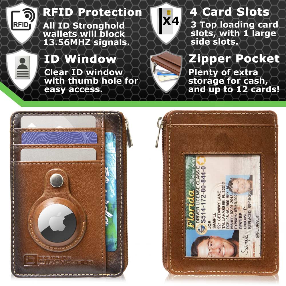 RFID Secure Slim Leather AirTag Wallet