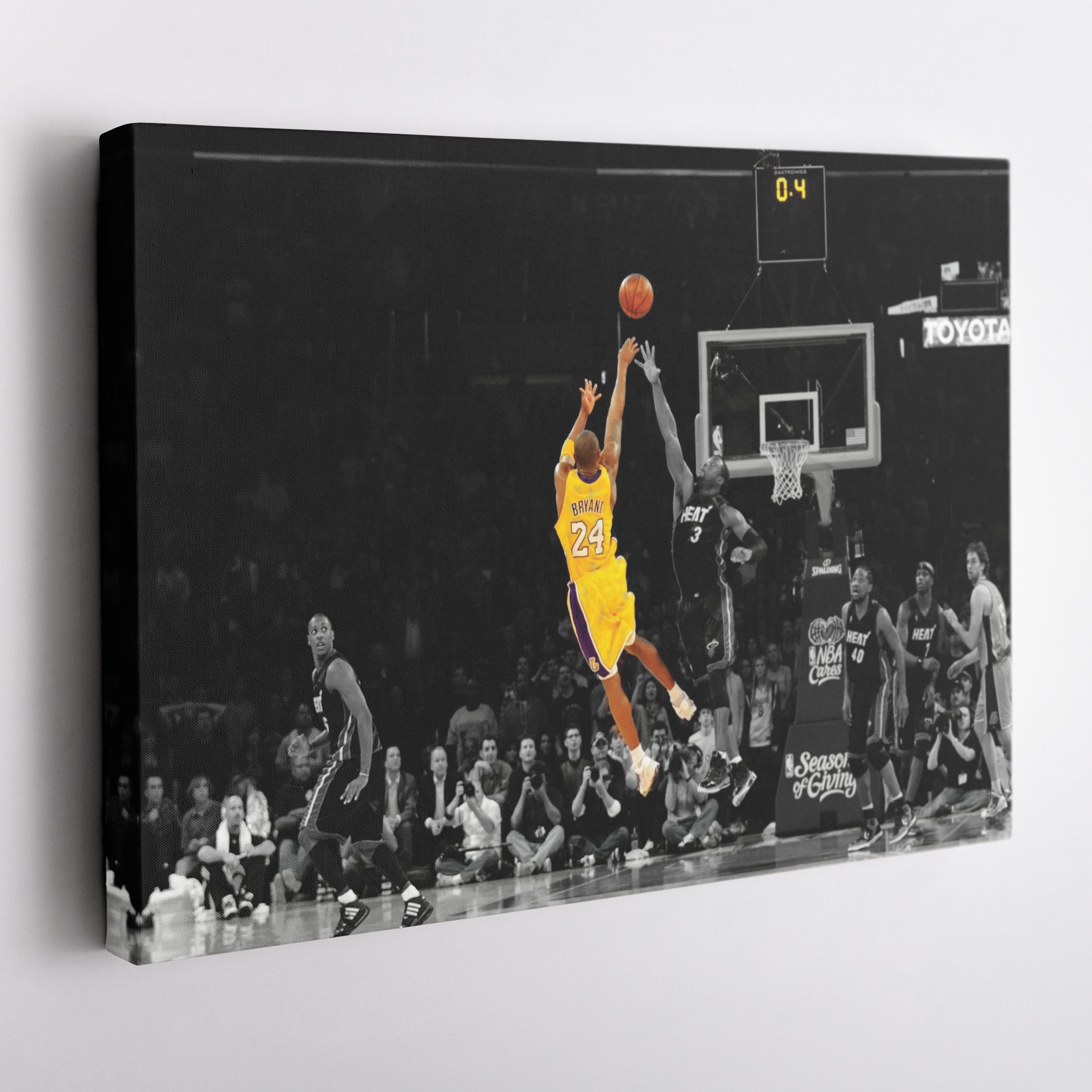 Kobe Bryant Lakers Buzzer Beater vs Miami Heat Canvas Wall Art Decor - NBA Iconic Art