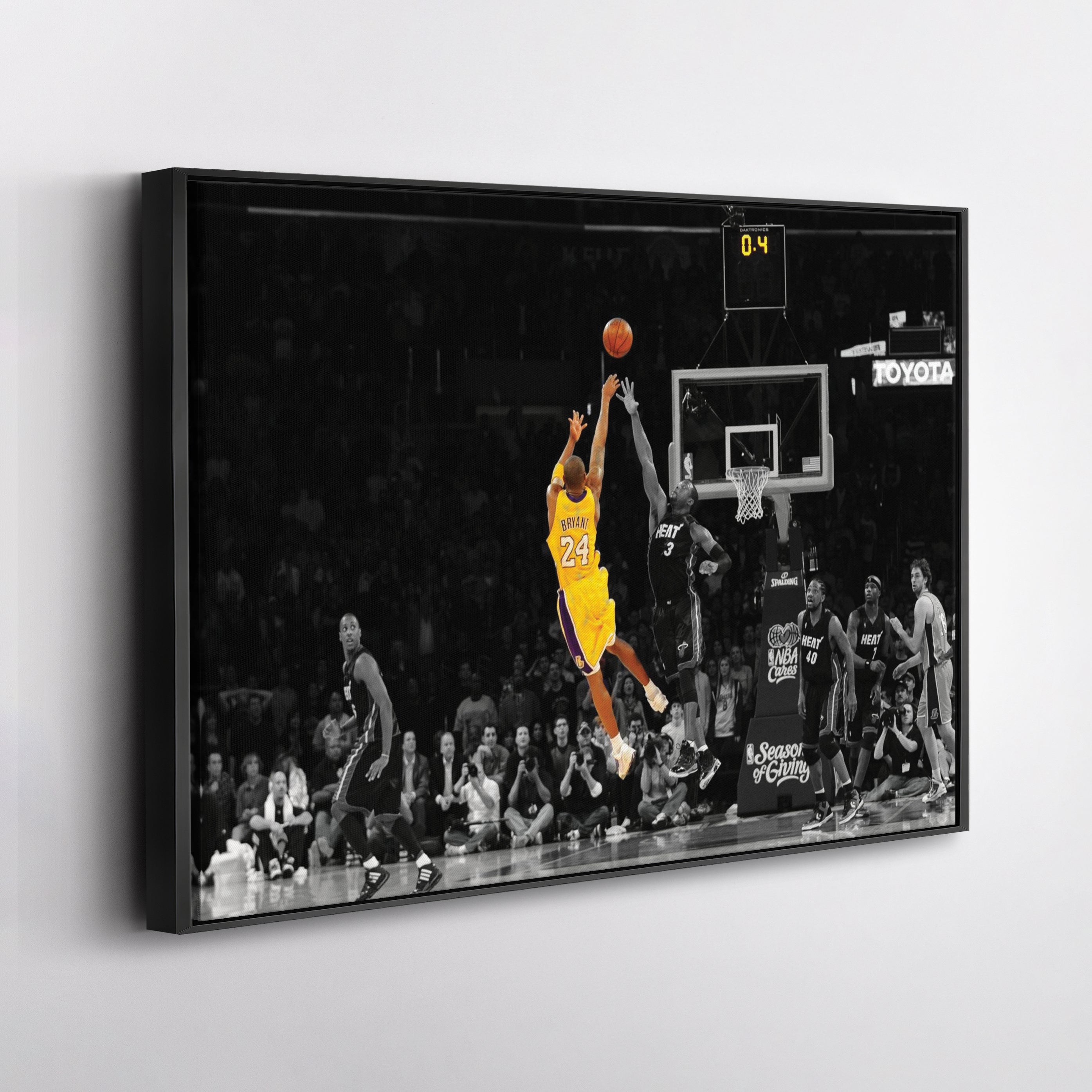Kobe Bryant Lakers Buzzer Beater vs Miami Heat Canvas Wall Art Decor - NBA Iconic Art