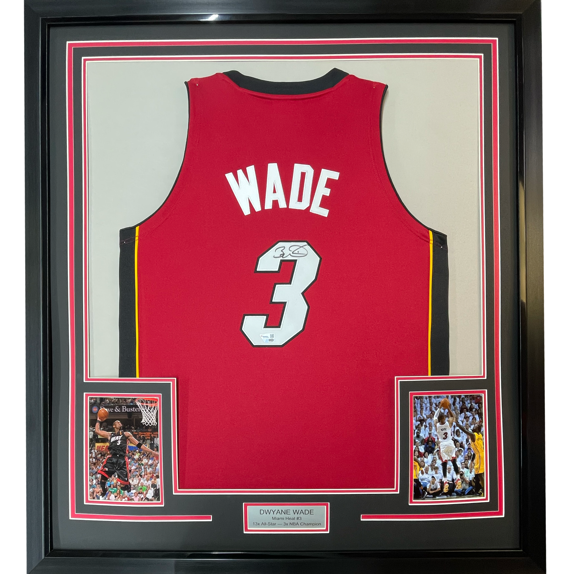 Framed Autographed/Signed Dwyane Wade 35x39 Miami Heat Red 2005-06 M&N Authentic Basketball Jersey Fanatics COA
