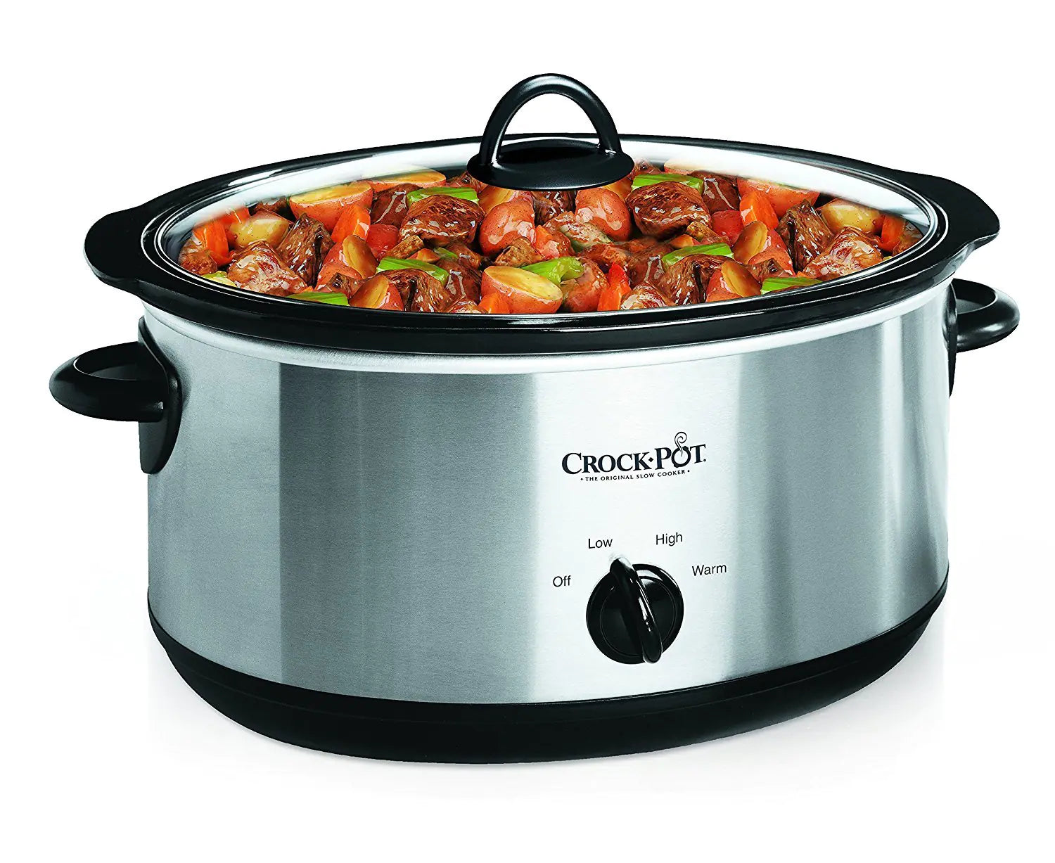 Crock-Pot 7 Quart Oval Manual Slow Cooker Stainless Steel (SCV700-S-BR) Versatile Cookware for Large Families or Entertaining